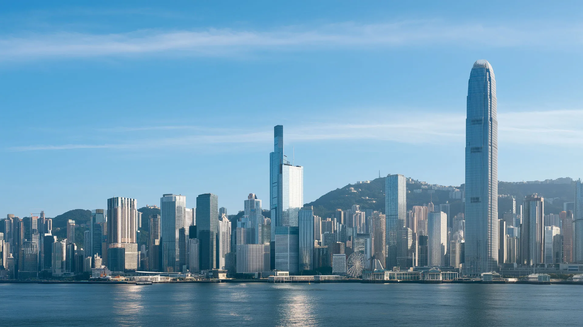 The Central skyline and Victoria Harbour, Hong Kong, seen from the water